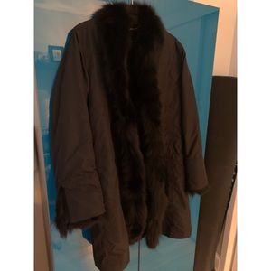 Dana Buchman fur lined swing coat